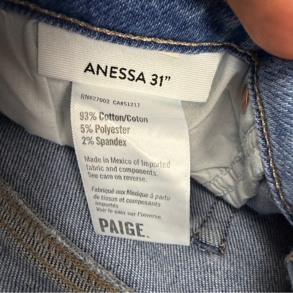 Paige Anessa 31” Wide Leg Raw Hem Jeans - Picture 8 of 9